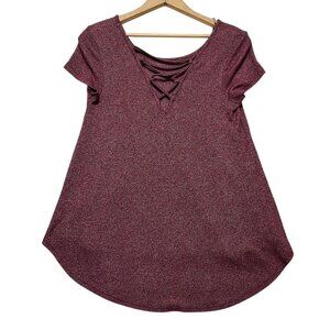 Pink Republic Womans Knit Short Sleeve Top Maroon Red Size S